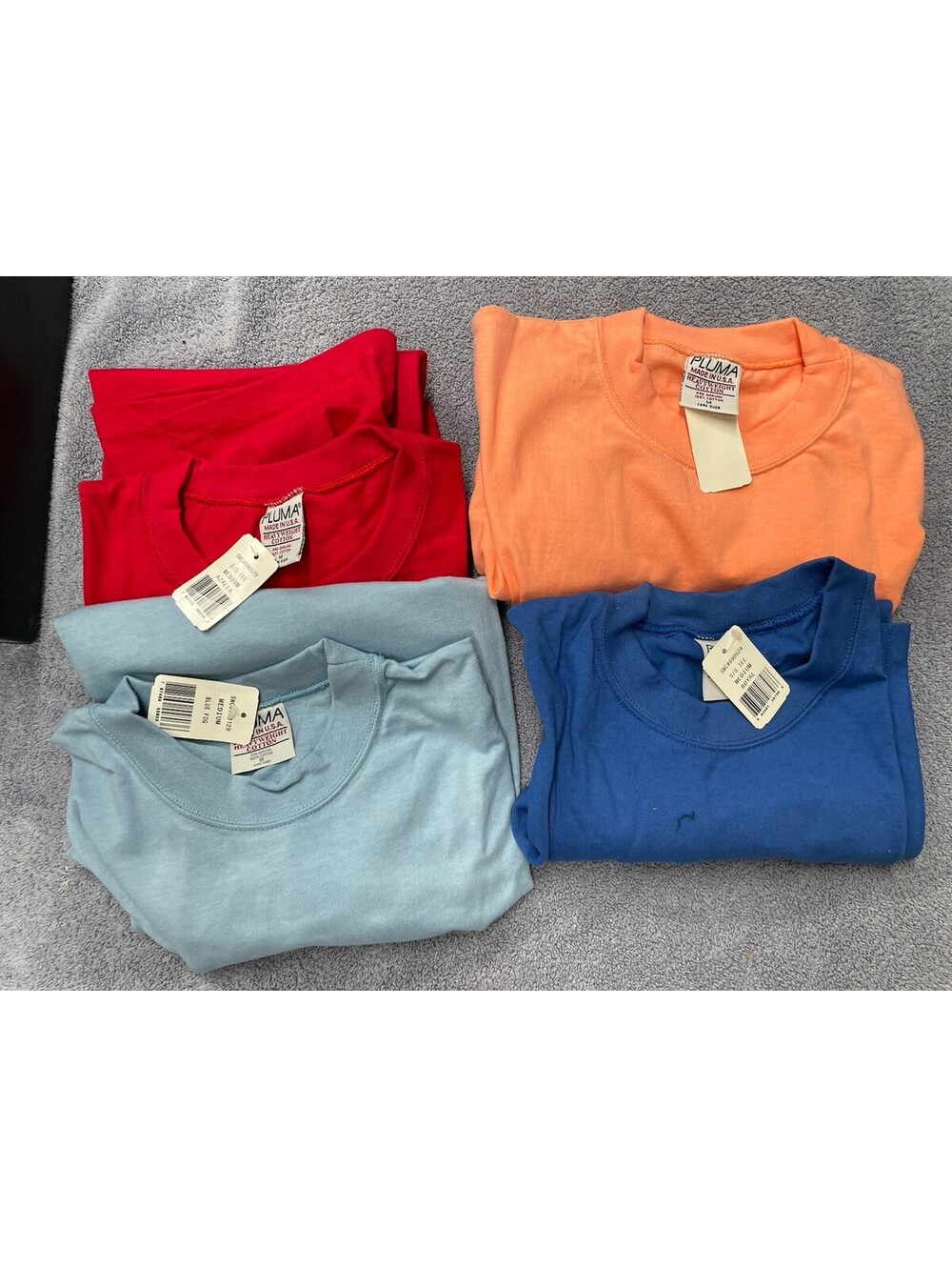 LOT OF 4 VTG Pluma Mens M Heavyweight Cotton T-shirts Short Sleeve Made USA